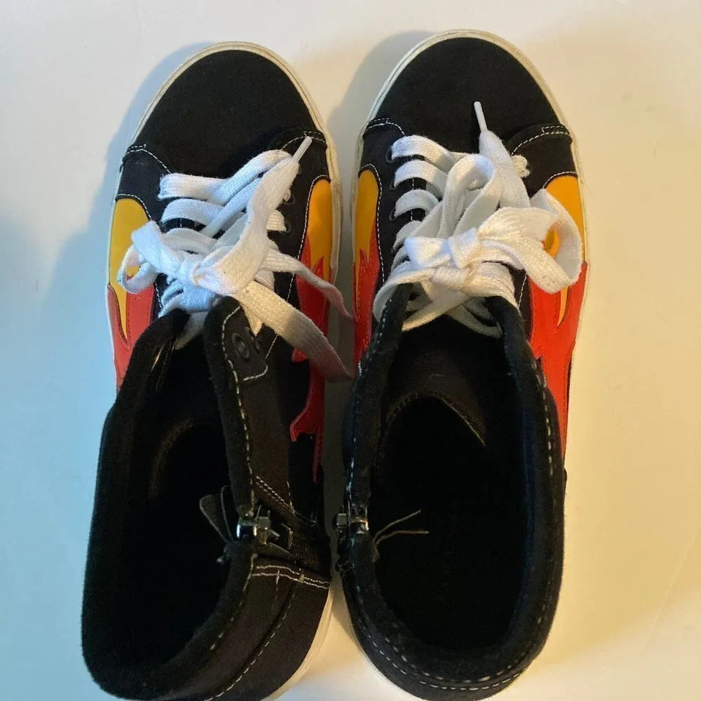 Zara Man High Top Sneakers Black with Orange & Gold Flames, EU Size 42 - Picture 3 of 9